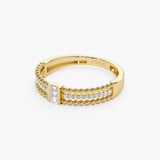 14k Beaded Baguette and Round Diamond Ring Ferkos Fine Jewelry