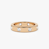 14k Asscher Cut Full Eternity Flush Setting Diamond Band 14K Rose Gold Ferkos Fine Jewelry