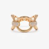 14k Unique Diamond Horsebit Pave Ring 14K Rose Gold Ferkos Fine Jewelry