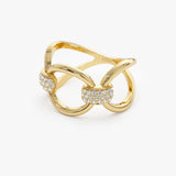 14k Unique Diamond Horsebit Pave Ring Ferkos Fine Jewelry