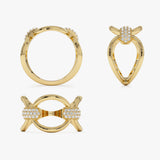 14k Unique Diamond Horsebit Pave Ring Ferkos Fine Jewelry