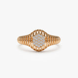 14k Gold Ribbed Oval Signet Ring 14K Rose Gold Ferkos Fine Jewelry