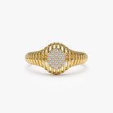 14k Gold Ribbed Oval Signet Ring 14K Gold Ferkos Fine Jewelry