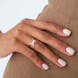 14K Gold Folded Micro Pave Diamond Ring Ferkos Fine Jewelry