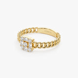 14k Curb Link Illusion Setting Baguette Diamond Ring Ferkos Fine Jewelry