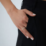 14k Double Row Pave Diamond Ring w/ Diamond Cluster Accents Ferkos Fine Jewelry