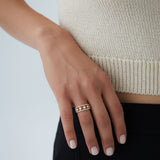 14k Double Row Pave Diamond Ring w/ Diamond Cluster Accents Ferkos Fine Jewelry