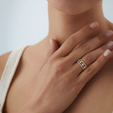 14k Double Row Pave Diamond Ring w/ Diamond Cluster Accents Ferkos Fine Jewelry