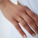 14k Beaded Baguette and Round Diamond Stacking Ring Ferkos Fine Jewelry