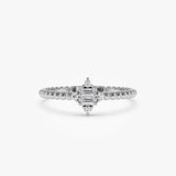 14k Beaded Baguette and Round Diamond Stacking Ring Ferkos Fine Jewelry