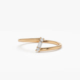 14k Dainty Diagonal Baguette Diamond Ring 14K Rose Gold Ferkos Fine Jewelry