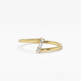14k Dainty Diagonal Baguette Diamond Ring 14K Gold Ferkos Fine Jewelry