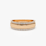 14k Diamond Diamond Edge Wedding Band 14K Rose Gold Ferkos Fine Jewelry