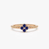 14k Sapphire Clover Ring 14K Rose Gold FERKOS FJ