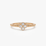 14k Diamond Clover Ring 14K Rose Gold Ferkos Fine Jewelry