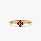 14k Ruby Clover Ring 14K Gold Ferkos Fine Jewelry