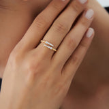 14k Beaded Diamond Cross Over Ring Ferkos Fine Jewelry