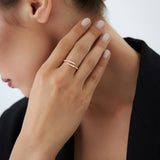 14k Beaded Diamond Cross Over Ring Ferkos Fine Jewelry