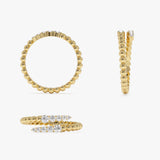 14k Beaded Diamond Cross Over Ring Ferkos Fine Jewelry