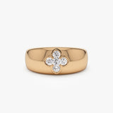 14k Chunky Diamond Clover Ring 14K Rose Gold Ferkos Fine Jewelry