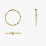 14K Diamond Bezel Twisted Engagement Ring Ferkos Fine Jewelry