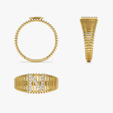 14k Ribed Cage Diamond Initial Ring Ferkos Fine Jewelry