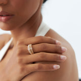 14K Diamond-Encrusted Ribbed Dome Statement Ring Ferkos Fine Jewelry