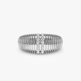 14K Diamond-Encrusted Ribbed Dome Statement Ring Ferkos Fine Jewelry