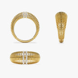 14K Diamond-Encrusted Ribbed Dome Statement Ring Ferkos Fine Jewelry