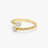 14k Beaded Open Bypass Diamond Illusion Ring Ferkos Fine Jewelry