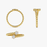 14k Beaded Open Bypass Diamond Illusion Ring Ferkos Fine Jewelry