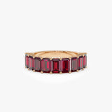 14k Emerald Cut Garnet Nine Stone Ring 3.00ctw Ferkos Fine Jewelry