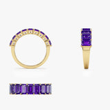 14k Emerald Cut Amethyst Nine Stone Ring 2.55ctw Ferkos Fine Jewelry