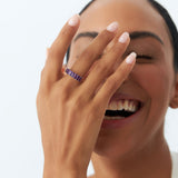 14k Emerald Cut Amethyst Nine Stone Ring 2.55ctw Ferkos Fine Jewelry