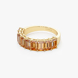 14k Emerald Cut Citrine Nine Stone Ring 2.70ctw Ferkos Fine Jewelry