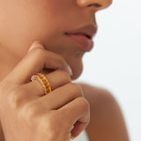 14k Emerald Cut Citrine Nine Stone Ring 2.70ctw Ferkos Fine Jewelry