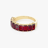 14k Emerald Cut Garnet Nine Stone Ring 3.00ctw Ferkos Fine Jewelry