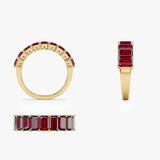 14k Emerald Cut Garnet Nine Stone Ring 3.00ctw Ferkos Fine Jewelry