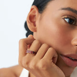 14k Emerald Cut Garnet Nine Stone Ring 3.00ctw Ferkos Fine Jewelry