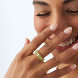 14k Emerald Cut Peridot Nine Stone Ring 2.35ctw Ferkos Fine Jewelry