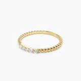 14K Stacking Dainty Beaded Diamond Band Ferkos Fine Jewelry