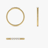 14K Stacking Dainty Beaded Diamond Band Ferkos Fine Jewelry
