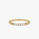 14K Stacking Dainty Beaded Diamond Band 14K Gold Ferkos Fine Jewelry
