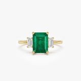 14k Three Stone Emerald Engagement Ring 14K Gold Ferkos Fine Jewelry