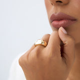 14K Gold Rectangular Diamond Signet Ring Ferkos Fine Jewelry