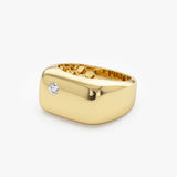 14K Gold Rectangular Diamond Signet Ring Ferkos Fine Jewelry