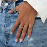 14K Gold Twisted Rope Triple Diamond Ring Ferkos Fine Jewelry