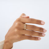 14K Gold Twisted Rope Triple Diamond Ring Ferkos Fine Jewelry