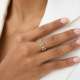 14K Gold Twisted Rope Triple Diamond Ring Ferkos Fine Jewelry