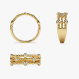 14K Gold Twisted Rope Triple Diamond Ring Ferkos Fine Jewelry